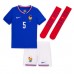 Camisa de Futebol França Jules Kounde #5 Equipamento Principal Infantil Europeu 2024 Manga Curta (+ Calças curtas)